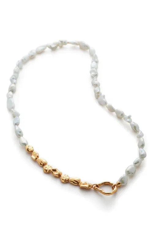 Monica Vinader Keshi Pearl Necklace in Gold/white at Nordstrom | Nordstrom