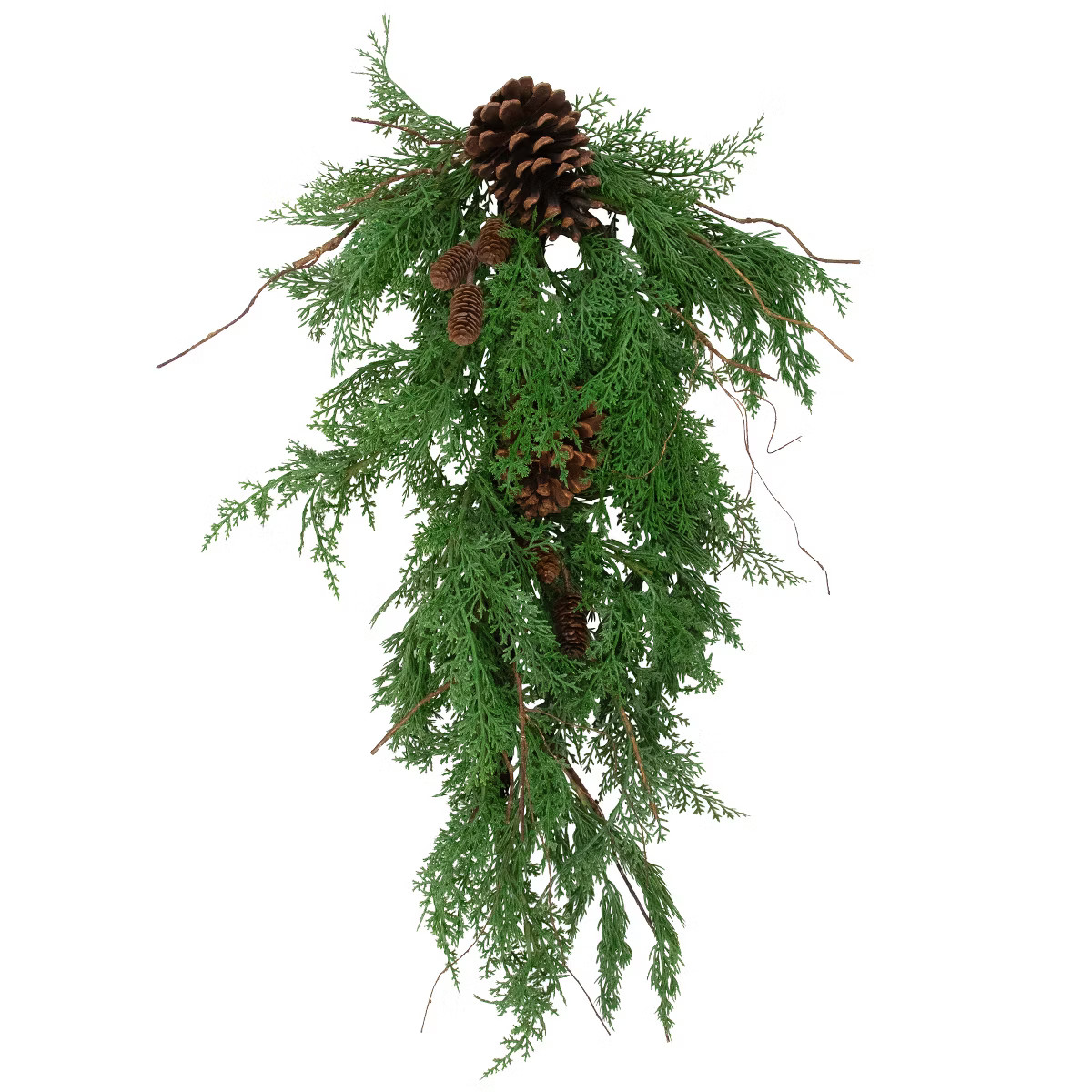 Northlight Pine Cone and Cedar Artificial Christmas Teardrop Swag - 26" - Unlit | Target