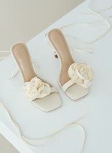 Beige Linen Corsage Strappy Heel- Cest | 4th & Reckless