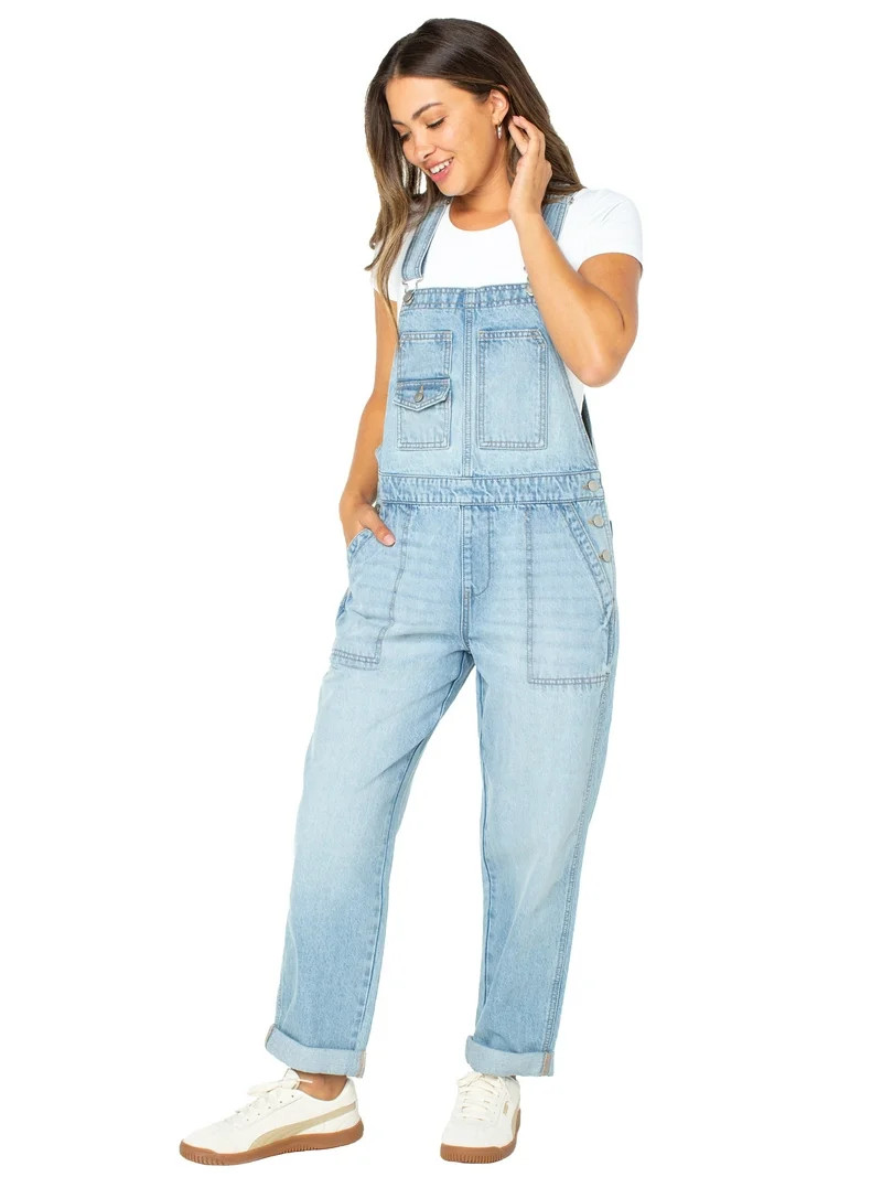Celebrity Pink Women's Boyfriend Cuffed Denim Overall, Sizes XS-XXXL | Walmart (US)