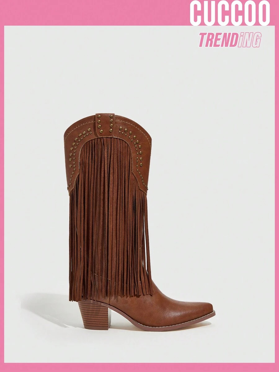 Styleloop Women's Western Boots, Boho Style, Retro American Style, Bohemian, Western Music Festiv... | SHEIN