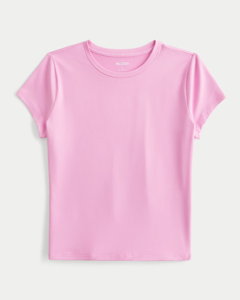 Women's Soft Stretch Seamless Fabric Longline Baby Tee | Women's Tops | HollisterCo.com | Hollister (US)