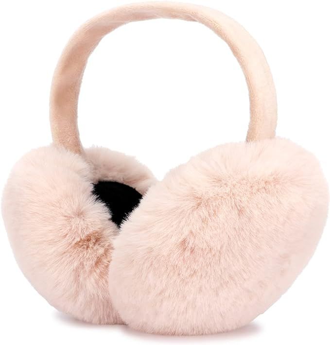 Ear muffs For Winter Women Faux Fur Foldable Earmuffs Cute Outdoor Warm Ear Warmers | Amazon (US)