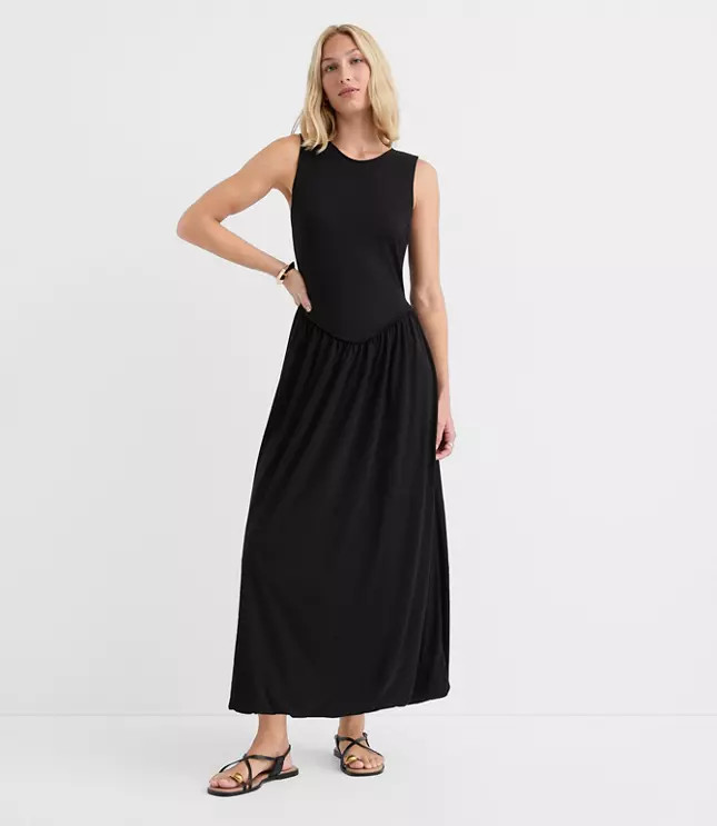 Drop Waist Bubble Midi Dress | LOFT