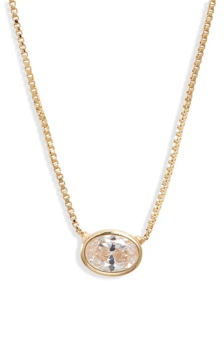 Bezel Cubic Zirconia Solitaire Pendant Necklace (Women) | Nordstrom | Nordstrom