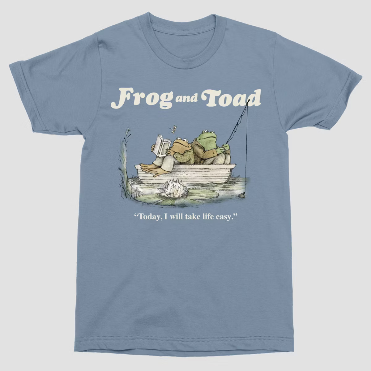 Men's Frog & Toad Fishing Short Sleeve Crewneck T-Shirt - Light Blue | Target
