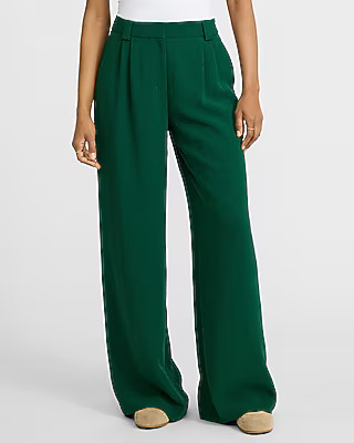 Signature Crepe High Waisted Relaxed Trouser | Express