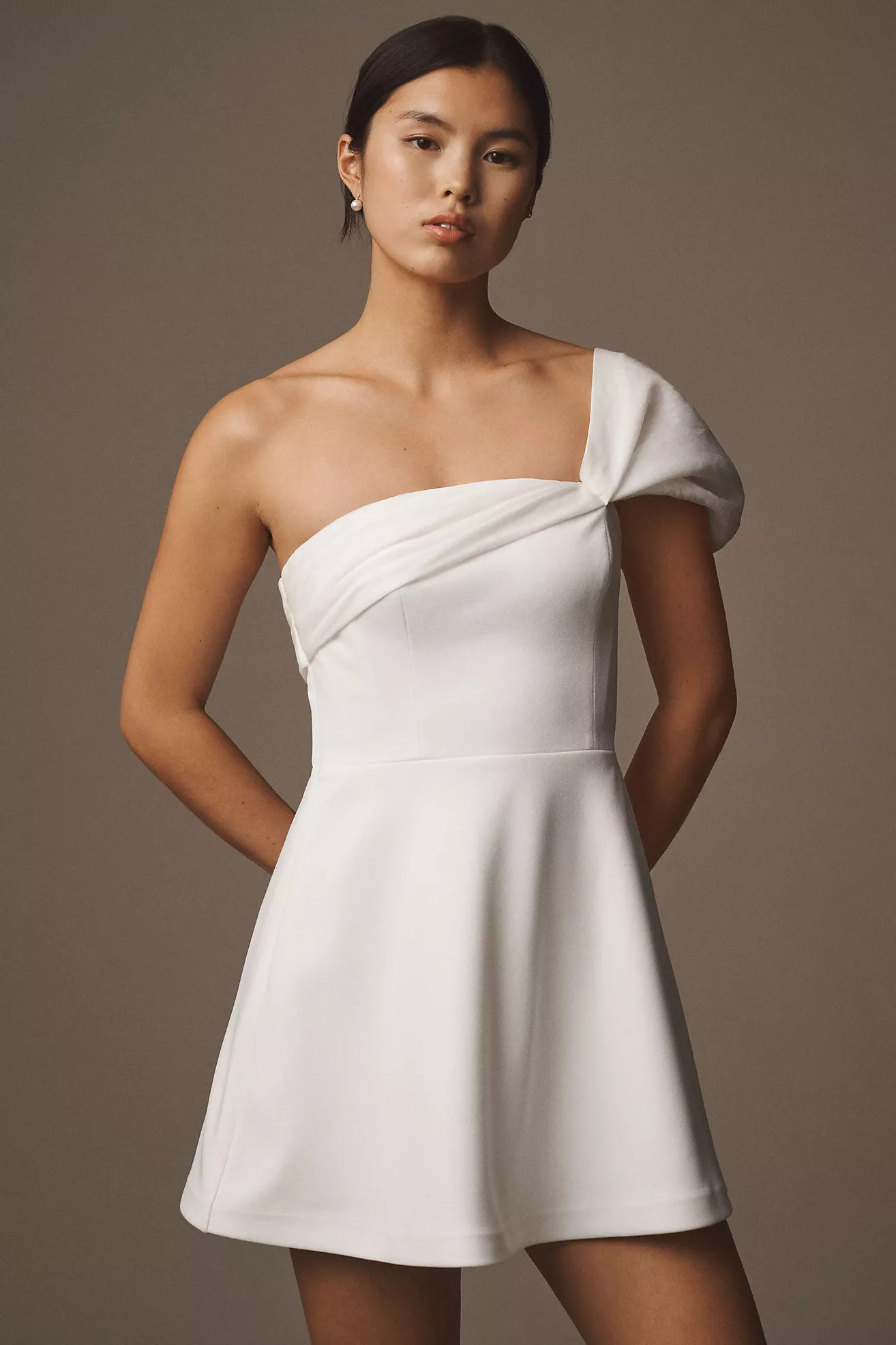 Dress The Population Olive One-Shoulder Mini Dress | Anthropologie (US)