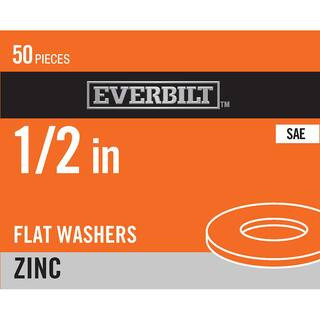 1/2 in. Zinc Flat Washer (50-Pack) | The Home Depot