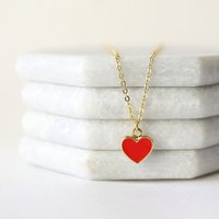 Red Heart Necklace, Gold Chain Bridesmaid Gift, Birthday Gift, Layered Necklace, Dainty Mothers Day Gift | Etsy (US)