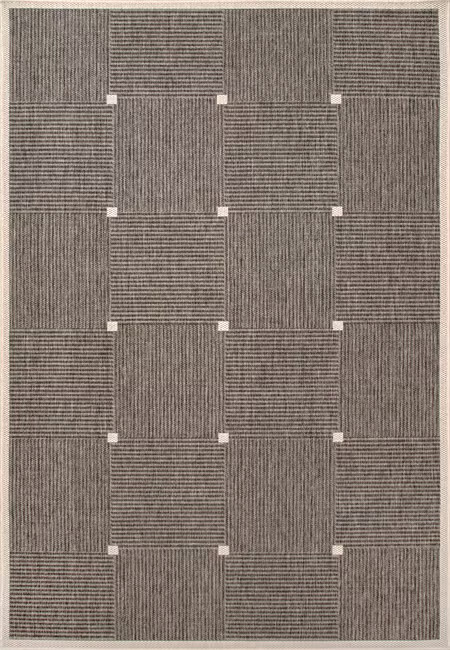 Dark Grey Glen Check Outdoor Area Rug | Rugs USA