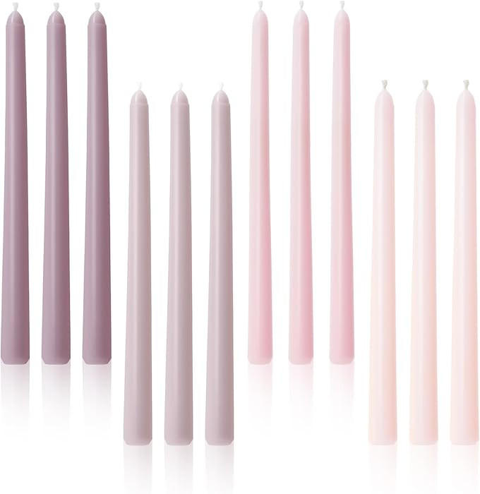 Viyffo Taper Candles 10 Inch Pink & Purple Set of 12 Unscented, Dripless, Smokeless Long Tall Tap... | Amazon (US)