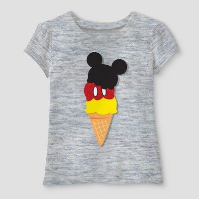 Toddler Girls' Disney Mickey Mouse & Friends Mickey Mouse Short Sleeve T-Shirt - Heather Gray | Target