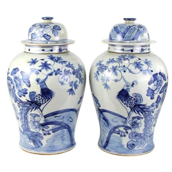 Bayarmaa Blue/White 16.5'' Porcelain China Ginger Jar | Wayfair North America