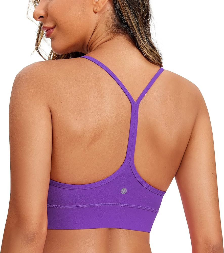 CRZ YOGA Butterluxe Womens Y-Back Racerback Sports Bra - Spaghetti Straps Wireless Scoop Neck Ath... | Amazon (US)