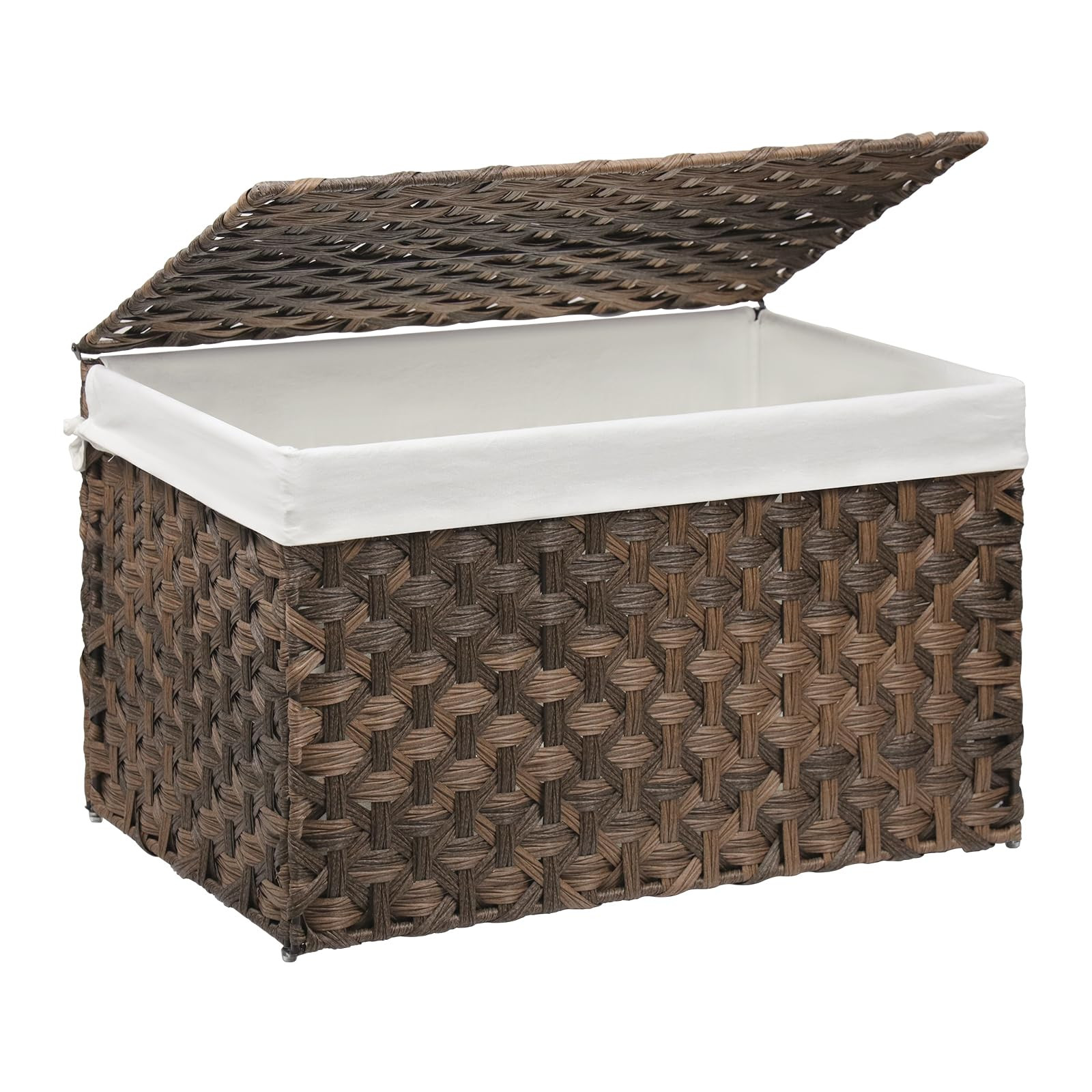 Wicker Storage Basket with Lid, 42.3 Gallon (160L) Large Blanket Basket with Lid, Woven Storage B... | Amazon (US)