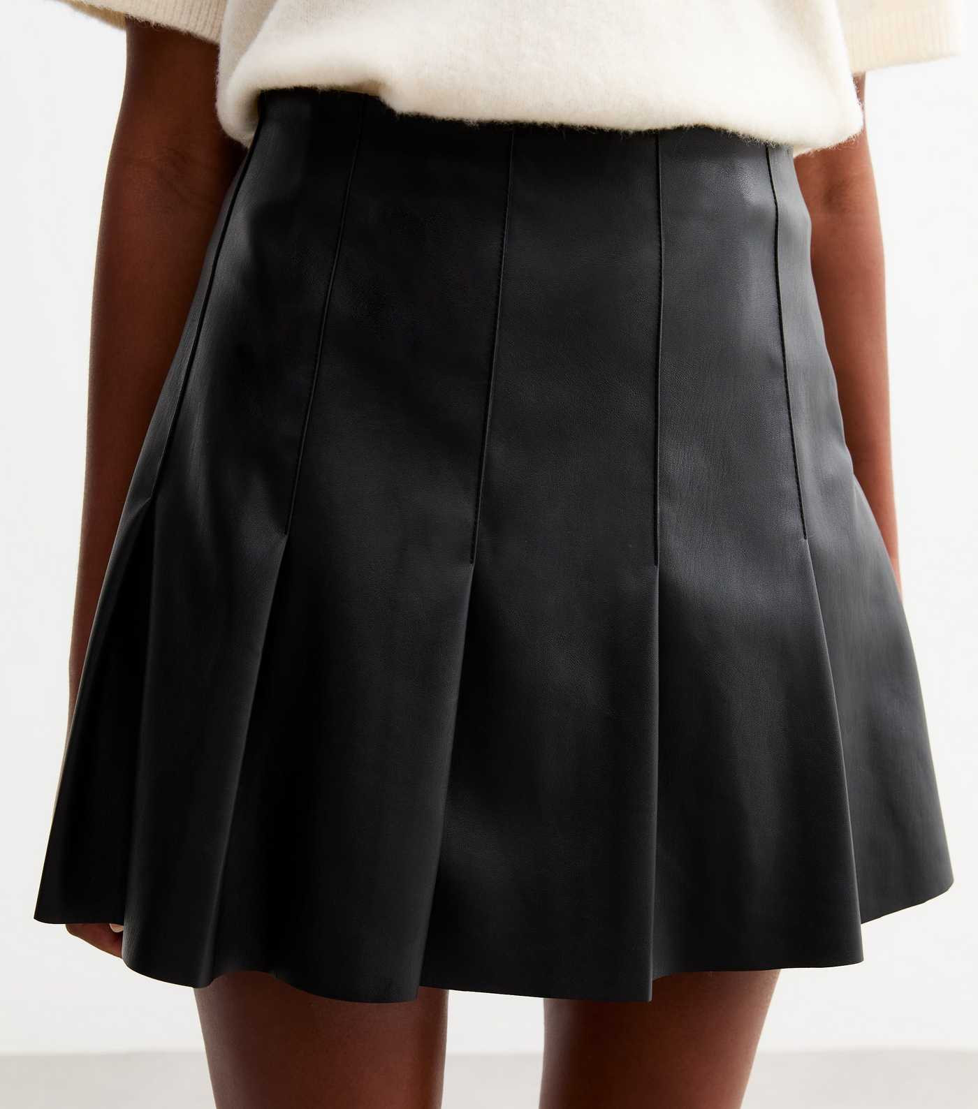 Black Leather-Look Pleated Micro Mini Skirt  | New Look | New Look (UK)