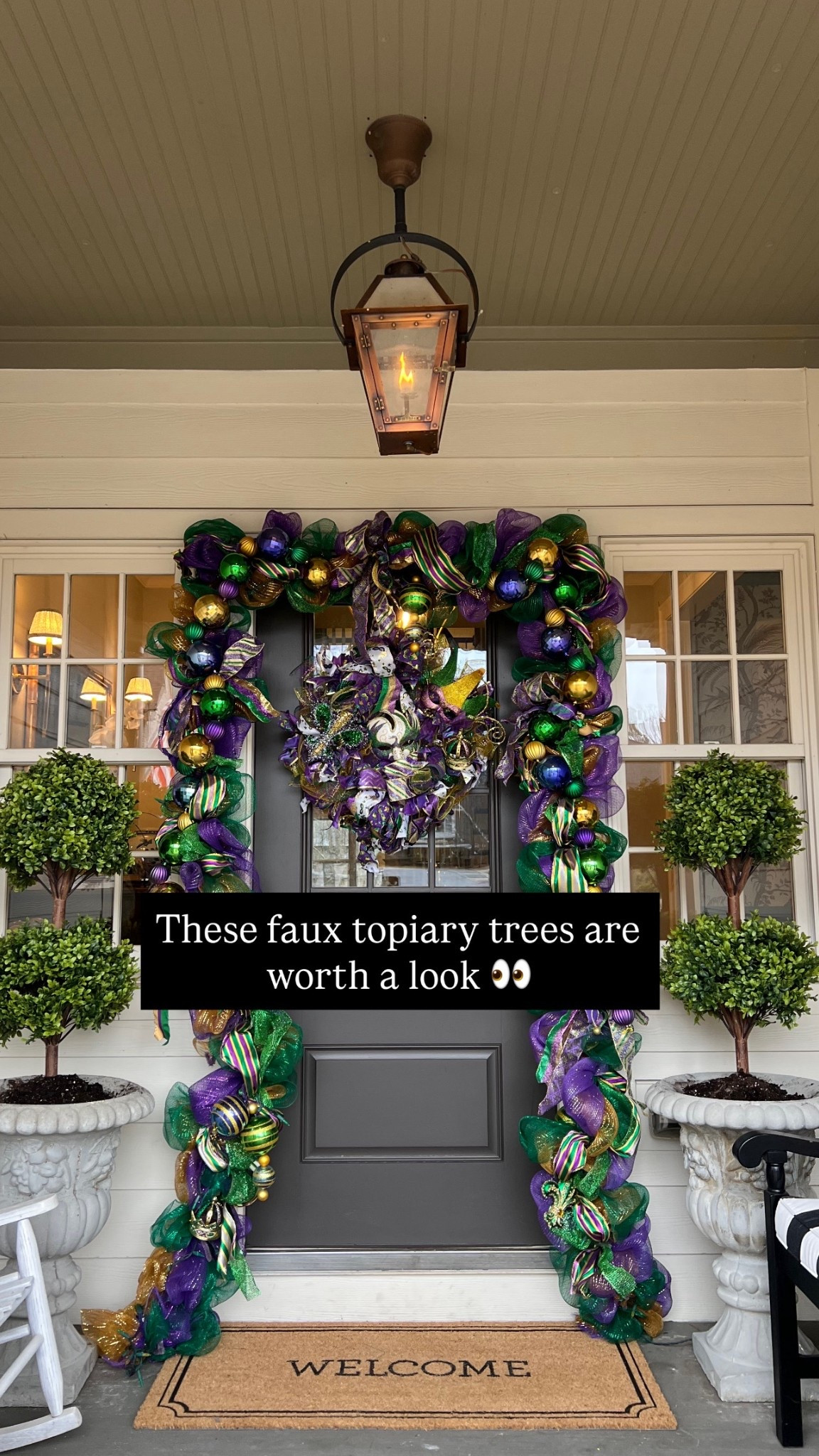 Faux topiary boxwood topiary topiary tree double topiary front porch decor garland holder welcome mat home decor 

#LTKHome #LTKSaleAlert