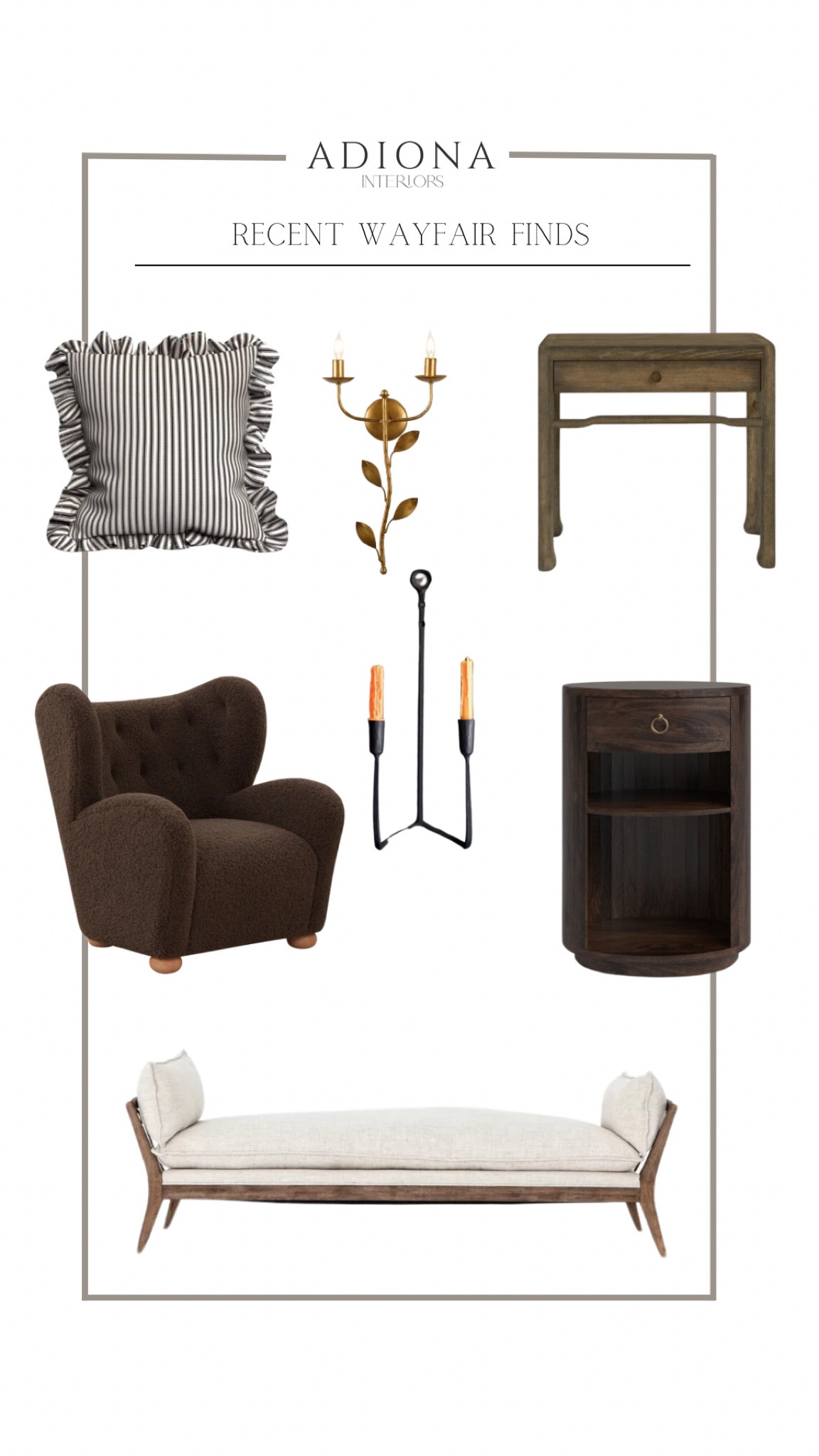 Wayfair recent finds 

Nightstand, bedside table, sconce, candle, sconce, accent, chair, bench, affordable home finds, furniture 

#LTKHome #LTKSaleAlert #LTKSeasonal