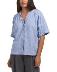 Linen Blend Button Front Shirt | TJ Maxx