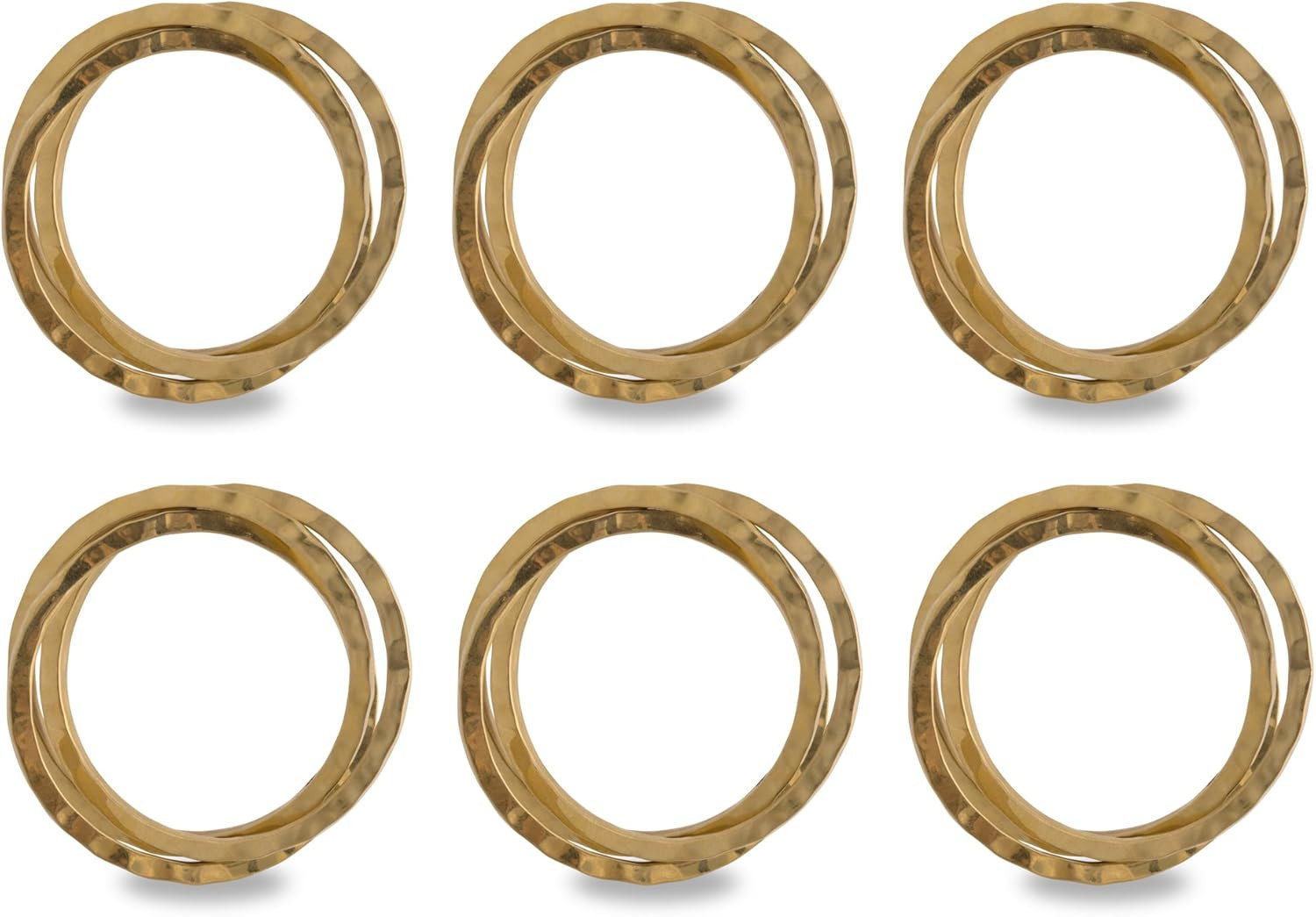 DII Decorative Basic Intertwined Napkin Ring Set, Gold, 6 Count | Amazon (US)