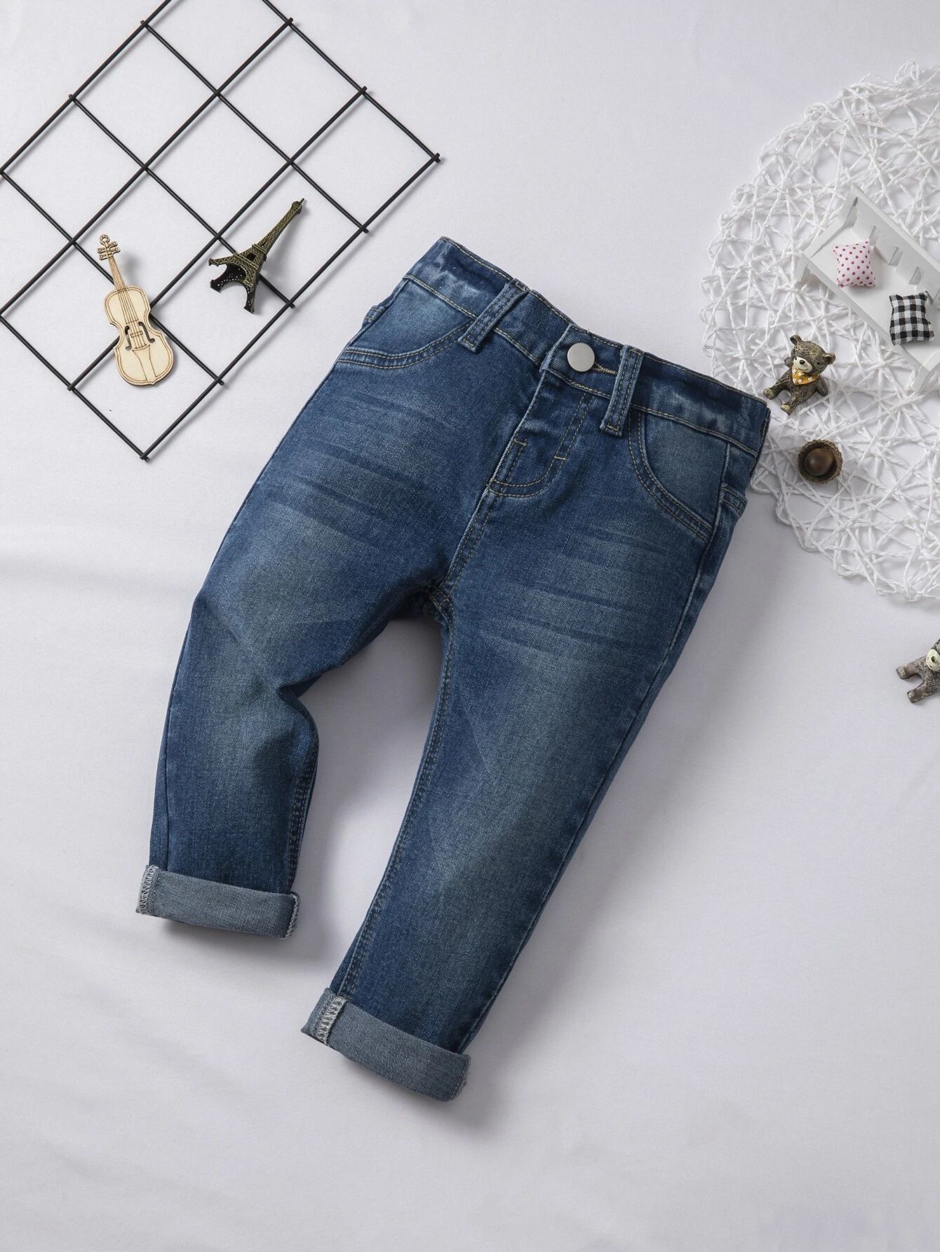 Baby Slant Pocket Straight Leg Jeans | SHEIN