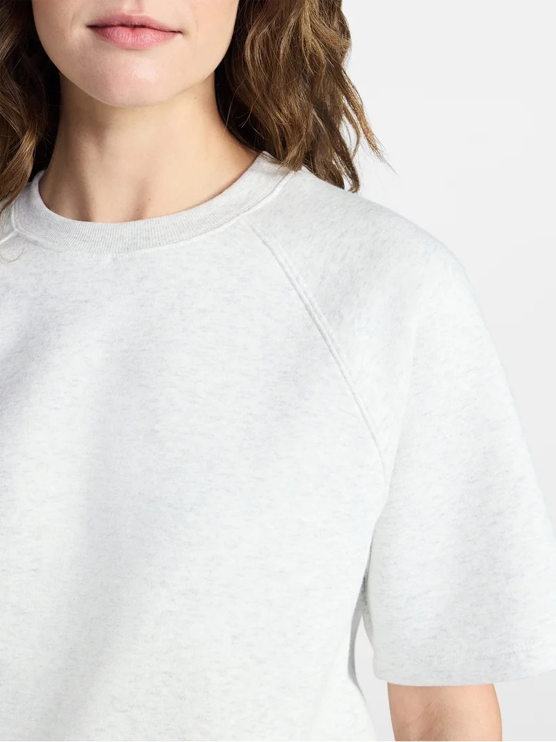 Time and Tru Women's Boxy Sweatshirt with Short Sleeves, Size XS-XXXL | Walmart (US)