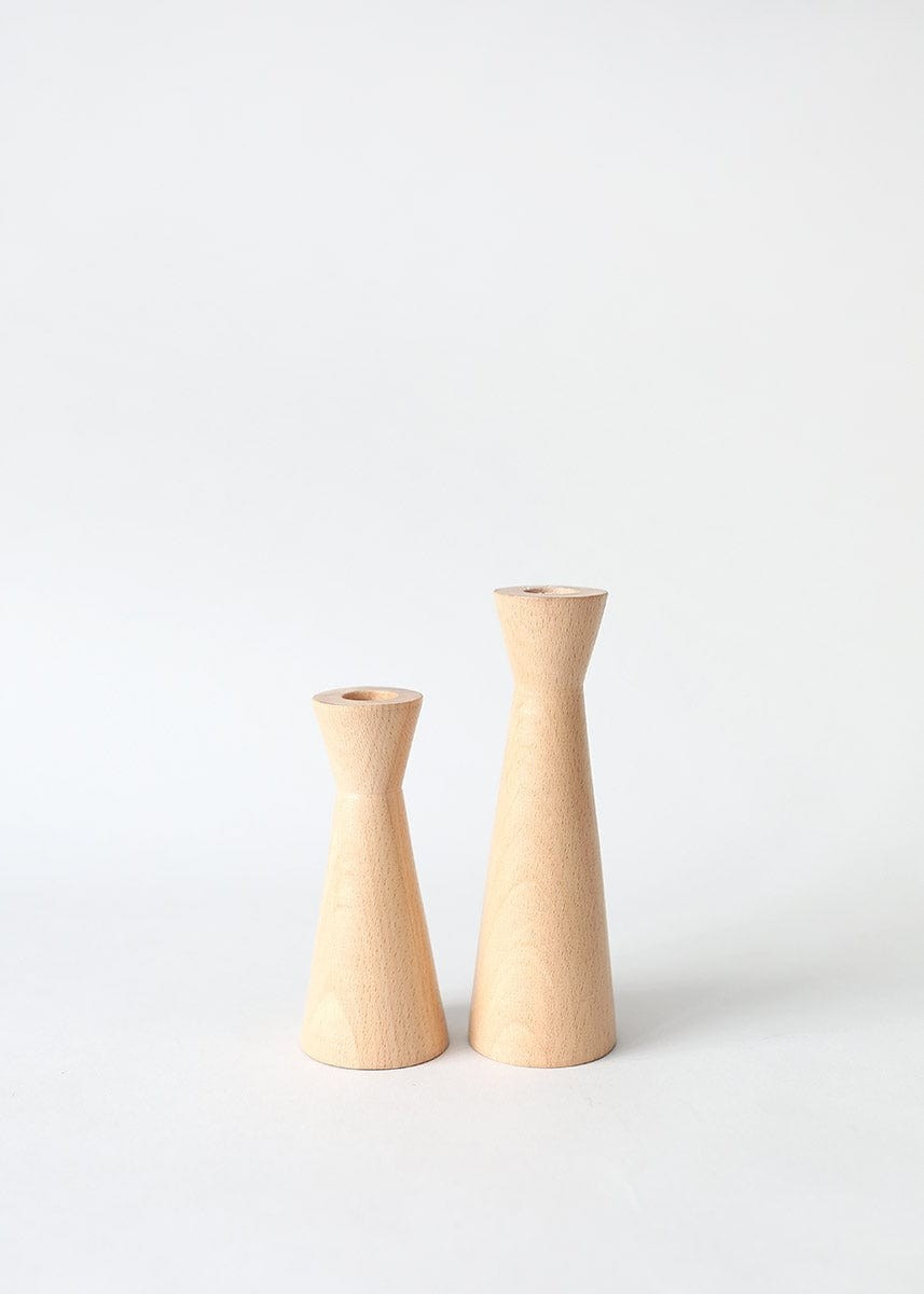 Set of 2 - Modern Wooden Candle Holders - 5.5-7 | Afloral
