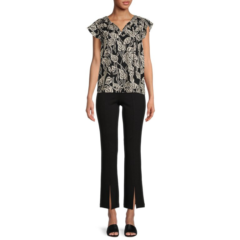 Time and Tru Women's Flutter Sleeve Top | Walmart (US)