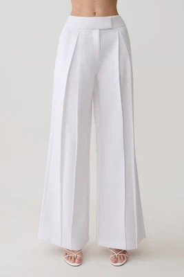 Raya Mid Rise Wide Leg Linen Pant / White | MESHKI | XXS | MESHKI US