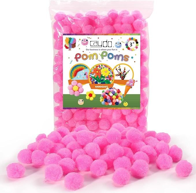 Caydo 200 Pieces Pink Craft Pom Poms Balls for Felting and Garland, 1 Inch Fluffy Pompom Balls fo... | Amazon (US)