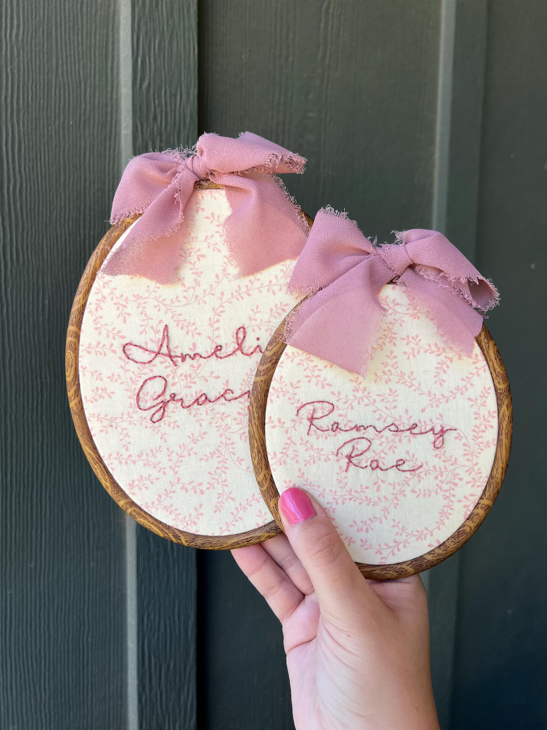 Custom Hand Embroidered Mauve Vines fabric with Mauve Thread Hoop -  Cotton Fabric with Mauve Hig... | Etsy (US)