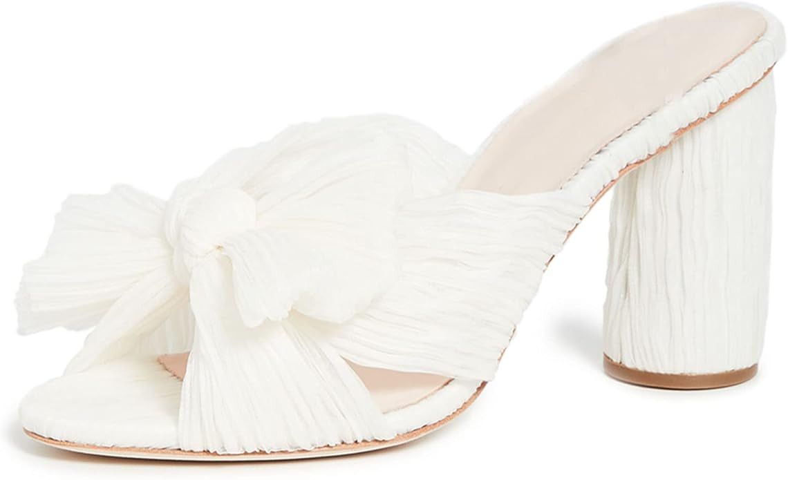 Mattiventon Womens Bowknot Heeled Sandals Chunky Heels Slip on Mules High Heels Slide Slippers | Amazon (US)