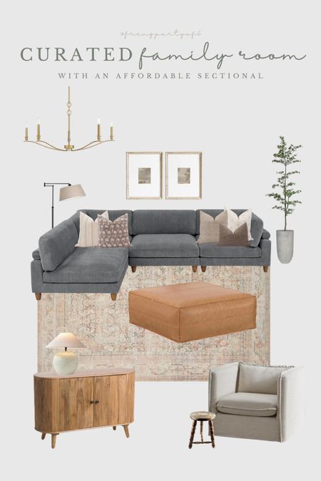 Here’s a family room design with the affordable sectional I shared earlier! This sectional is available in several colors, but I’m partial to the blue and olive green. This looks like such a fun room for a family to hang out in or watch movies! This wood cabinet is perfect for toy storage! 

#LTKstyletip #LTKhome #LTKsalealert