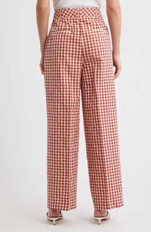NEXT Gingham Relaxed Wide Leg Pants in Red at Nordstrom, Size 10 Us | Nordstrom