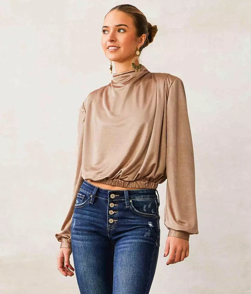 Satin Knit Pleated Top | Buckle