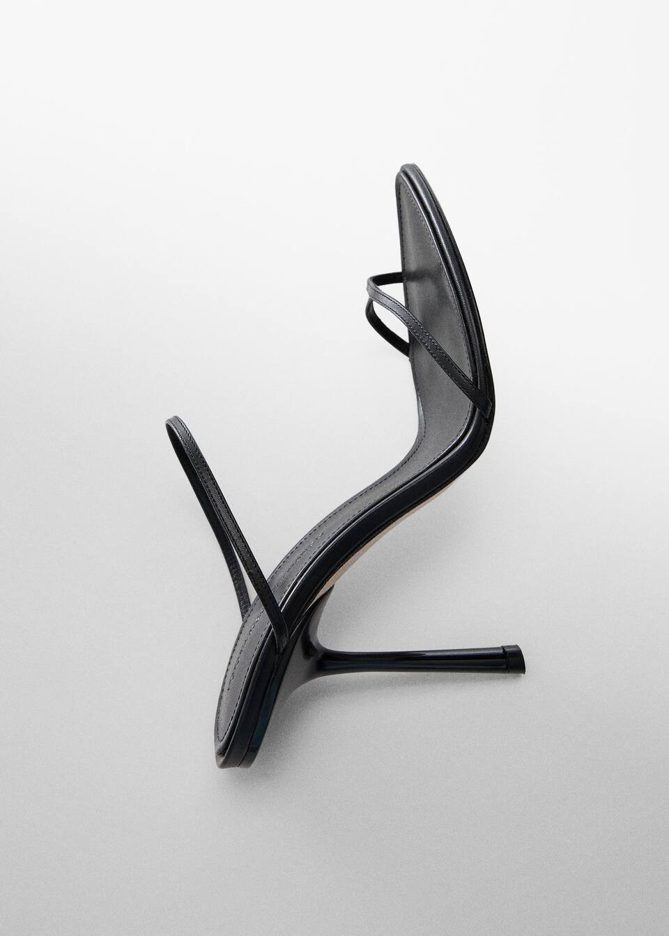 Leather sandal with inclined heel -  Women | Mango USA | MANGO (US)