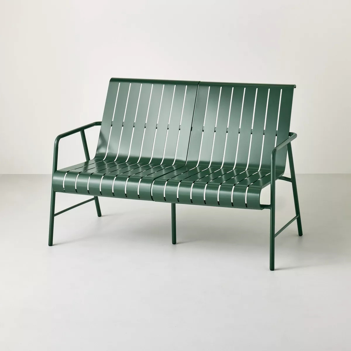 Slat Metal Outdoor Patio Loveseat - Green - Hearth & Hand™ with Magnolia | Target