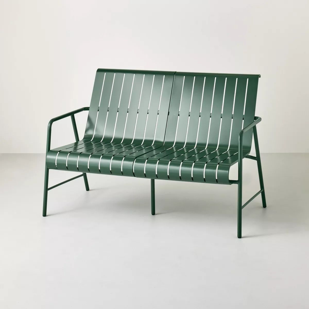 Slat Metal Outdoor Patio Loveseat Green - Hearth & Hand™ with Magnolia | Target