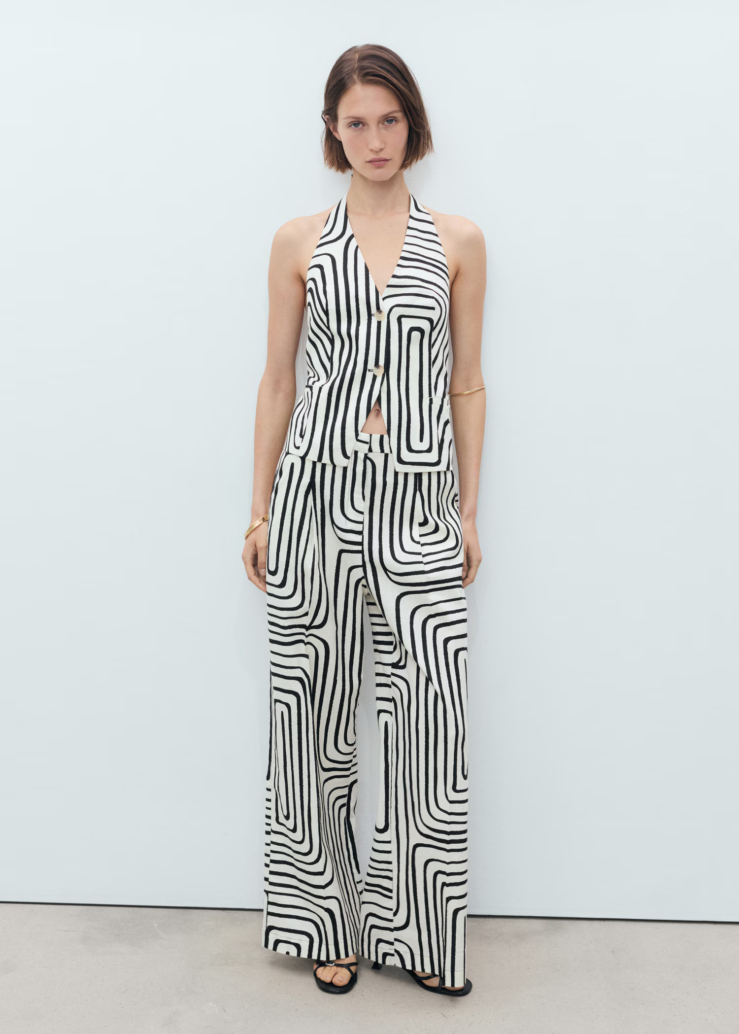 Geometric-print linen vest - Women | MANGO USA | Mango (US/MX/AU)