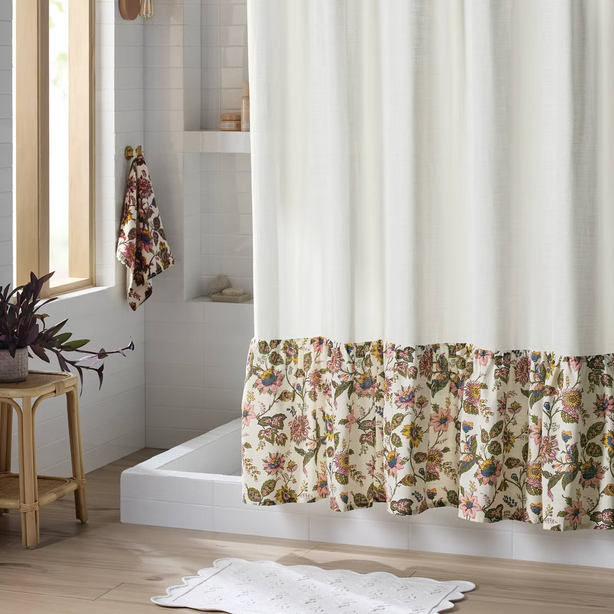 72"x72" Adelaide Floral Ruffles Cotton Slub Shower Curtain - Threshold™ | Target