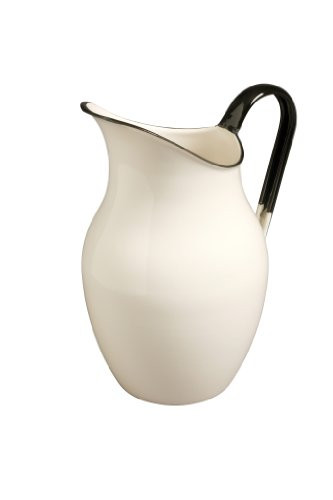 Emalia Olkusz 1907 Enameled Hand Finished Pitcher, Cream With Black Trim, 2.6 quart/2.5 L | Amazon (US)