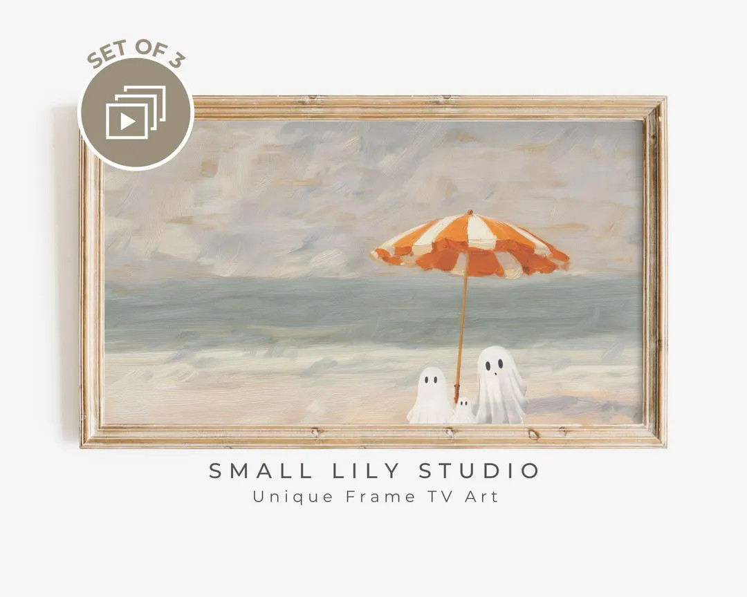 FRAME TV Ghost Family at the Beach, Halloween Samsung Frame TV Art, Coastal Halloween Tv Screensa... | Etsy (US)