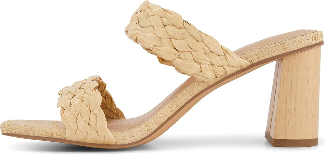 Dunes Iris Chunky Braided Heel Sandals for Women, Block Heel Square Toe Summer Sandals with Memor... | Amazon (US)