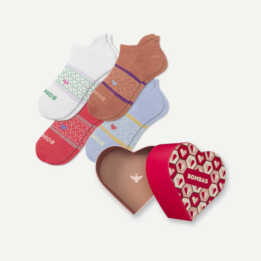 Women's Hearts Ankle Sock 4-Pack Gift Box | Bombas