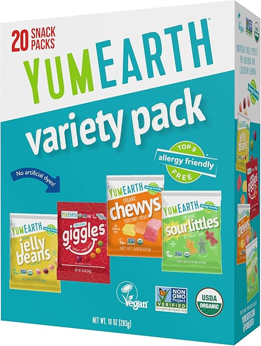 YumEarth Organic Variety Box - Jelly Beans, Giggles, Chewys, Sour Littles - Allergy Friendly (Top... | Amazon (US)