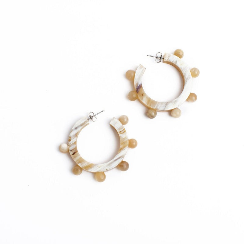 Natural Bead Hoops | Sunshine Tienda