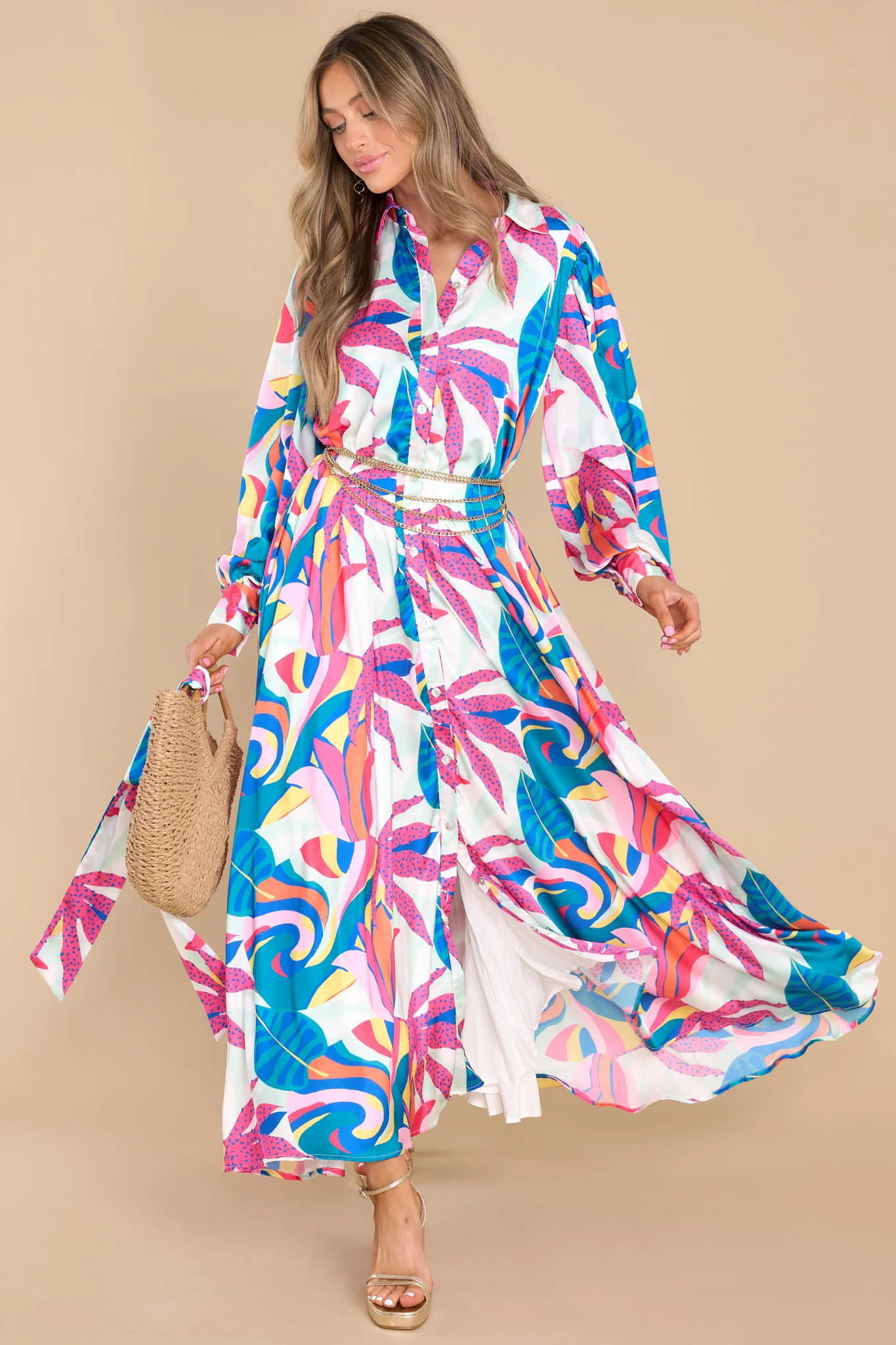 Run Away Together White Floral Dress | Red Dress 