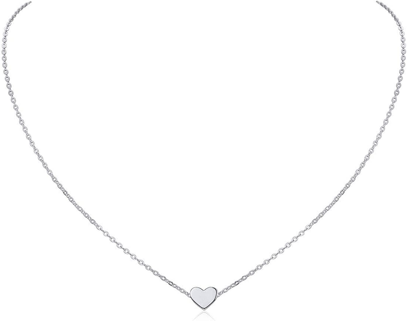 ChicSilver Personalized 925 Sterling Silver Dainty Small Hear/Star/Moon/Dot/Triangle Pendant Neck... | Amazon (US)