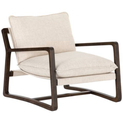 Ace Mid-Century Thames Cream Oak Chair | Lamps Plus